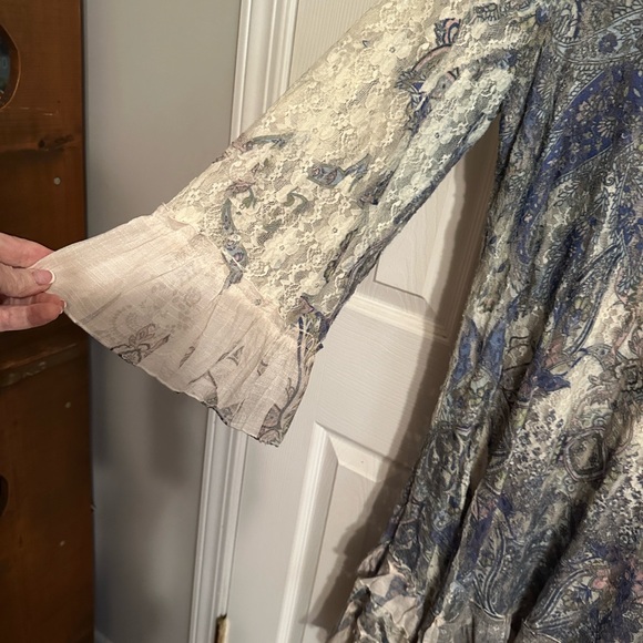 2pc Elegant Blue and Cream Women's Skirt Set - Picture 4 of 5